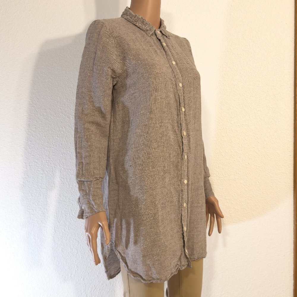CP Shades Linen Cotton Button Down Tweed Texture Long Sleeve Shirt Women’s Small - Picture 8 of 14